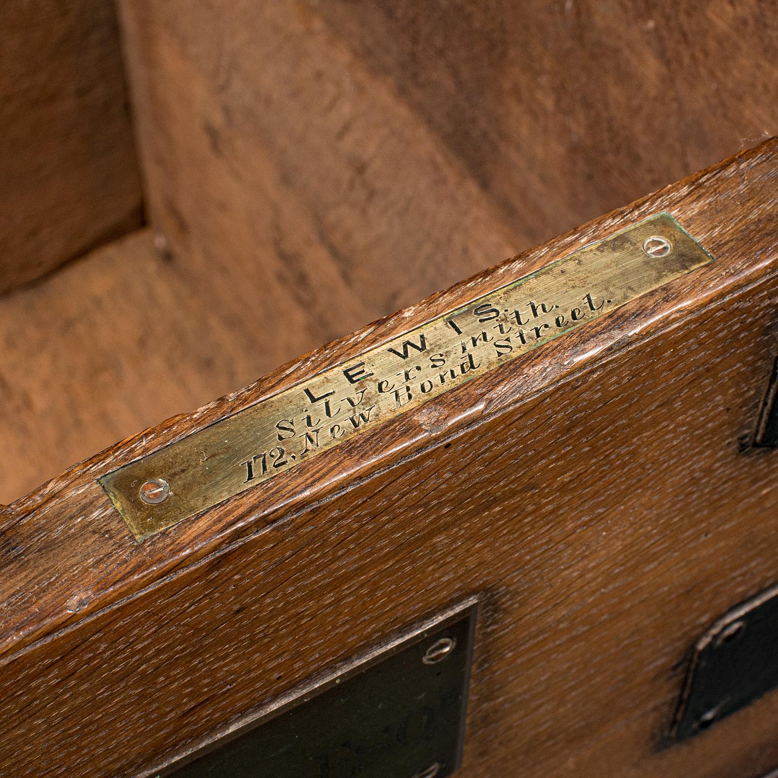 Antico baule d'argento, inglese, Oak, ghisa, baule portaoggetti, vittoriano, C.C. in vendita 4