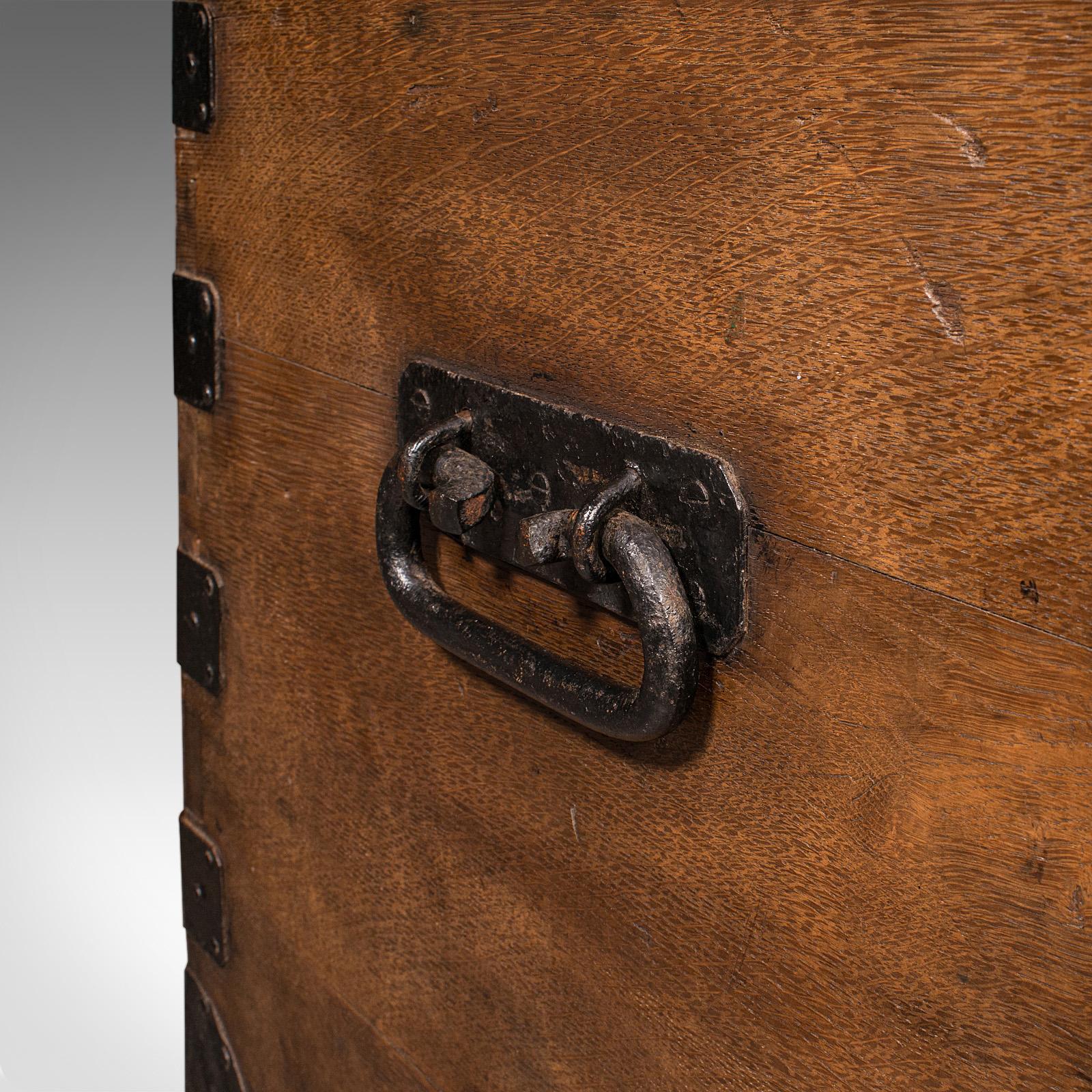 Antico baule d'argento, inglese, Oak, ghisa, baule portaoggetti, vittoriano, C.C. in vendita 5