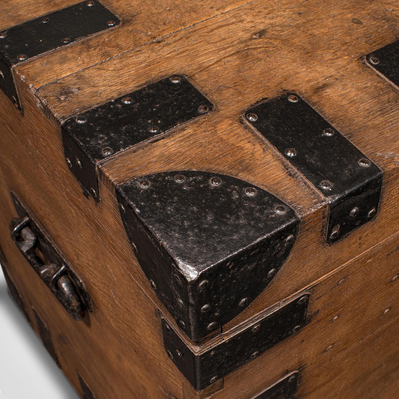 Antico baule d'argento, inglese, Oak, ghisa, baule portaoggetti, vittoriano, C.C. in vendita 2