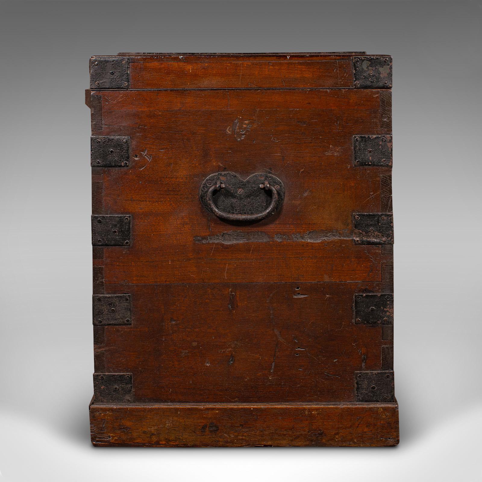 19th Century Antique Silver Chest, English, Oak, Iron Bound, Lined Storage Trunk, Georgian For Sale
