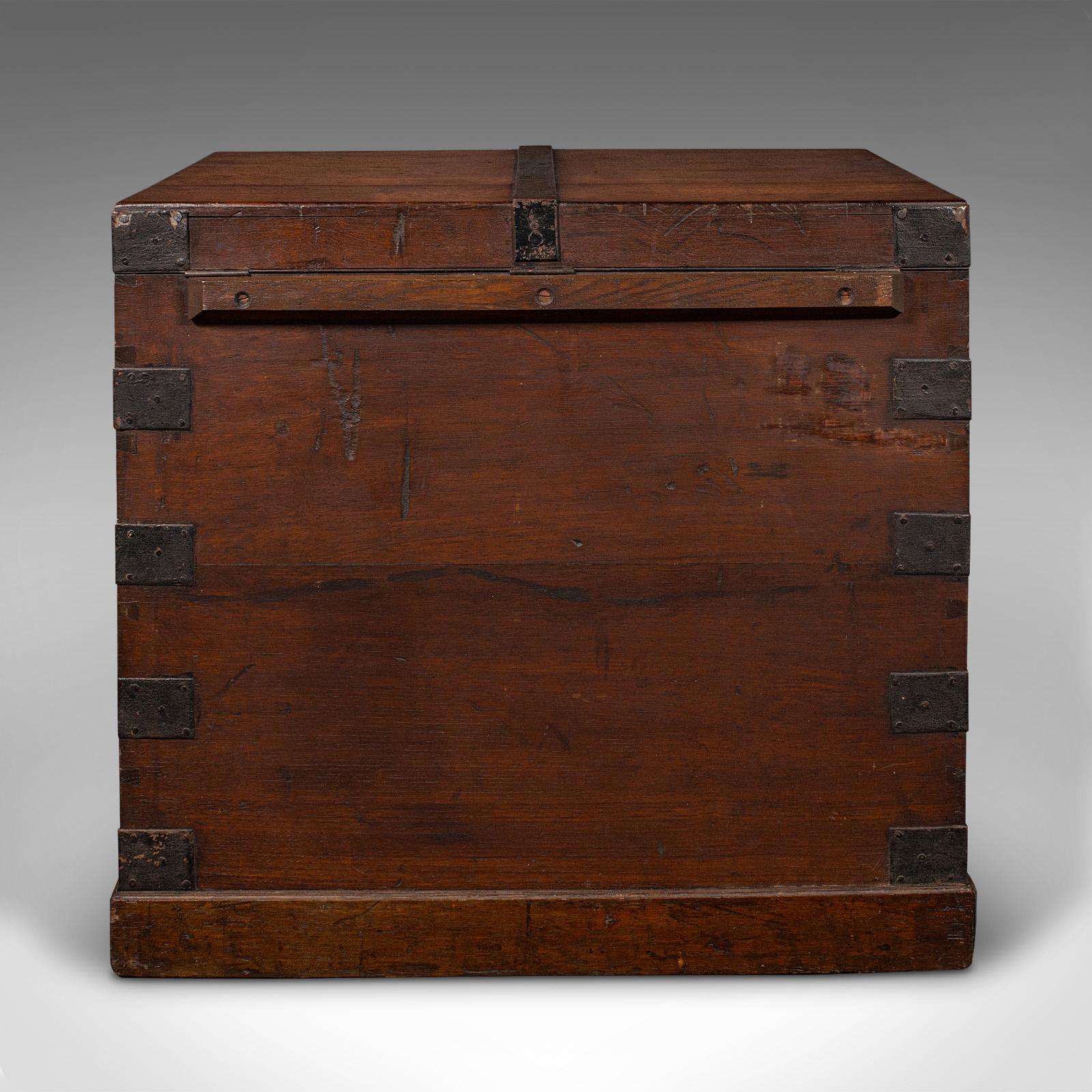 Antique Silver Chest, English, Oak, Iron Bound, Lined Storage Trunk, Georgian For Sale 1