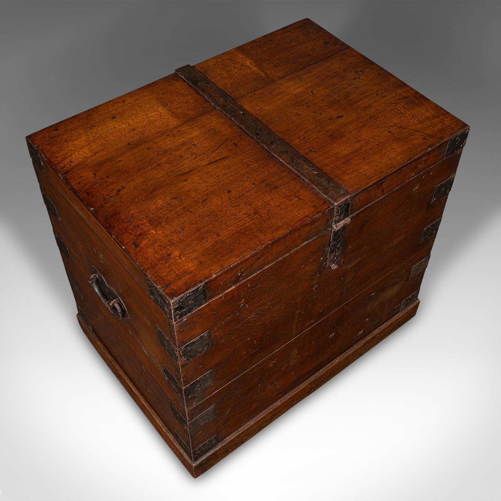 Antique Silver Chest, English, Oak, Iron Bound, Lined Storage Trunk, Georgian For Sale 3
