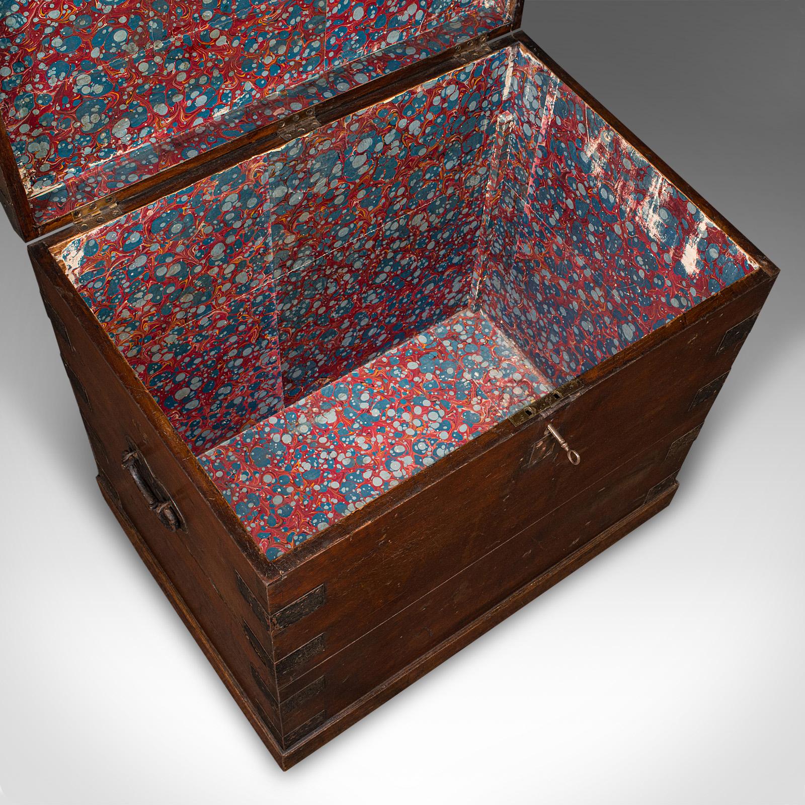 Antique Silver Chest, English, Oak, Iron Bound, Lined Storage Trunk, Georgian For Sale 4