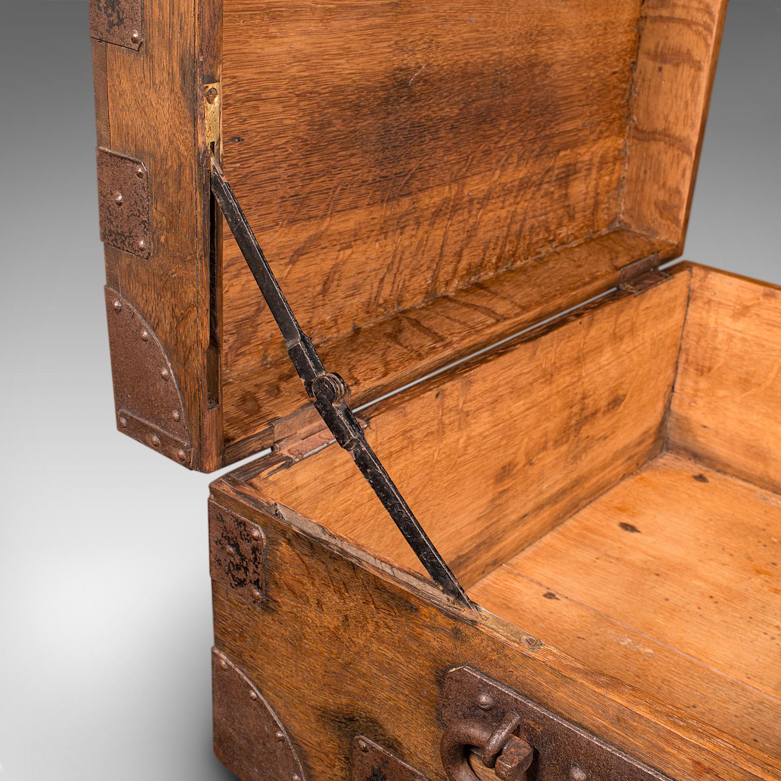 Antico baule d'argento, Oak inglese, legato in acciaio, baule da viaggio, vittoriano, C.C. in vendita 2