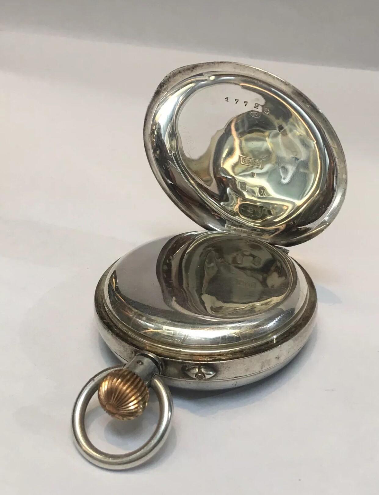 Antique Silver Chronograph Pocket Watch 4