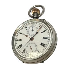 Antique Silver Chronograph Pocket Watch