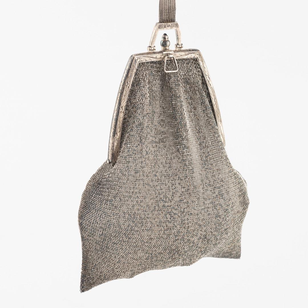 Bolso de mano de plata antigua, bolso de noche de mujer con cadena de malla de plata de ley en venta 4