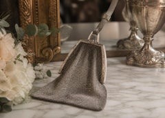 Antique Silver Clutch Bag, Sterling Silver Chain Mesh Ladies Purse Evening Bag