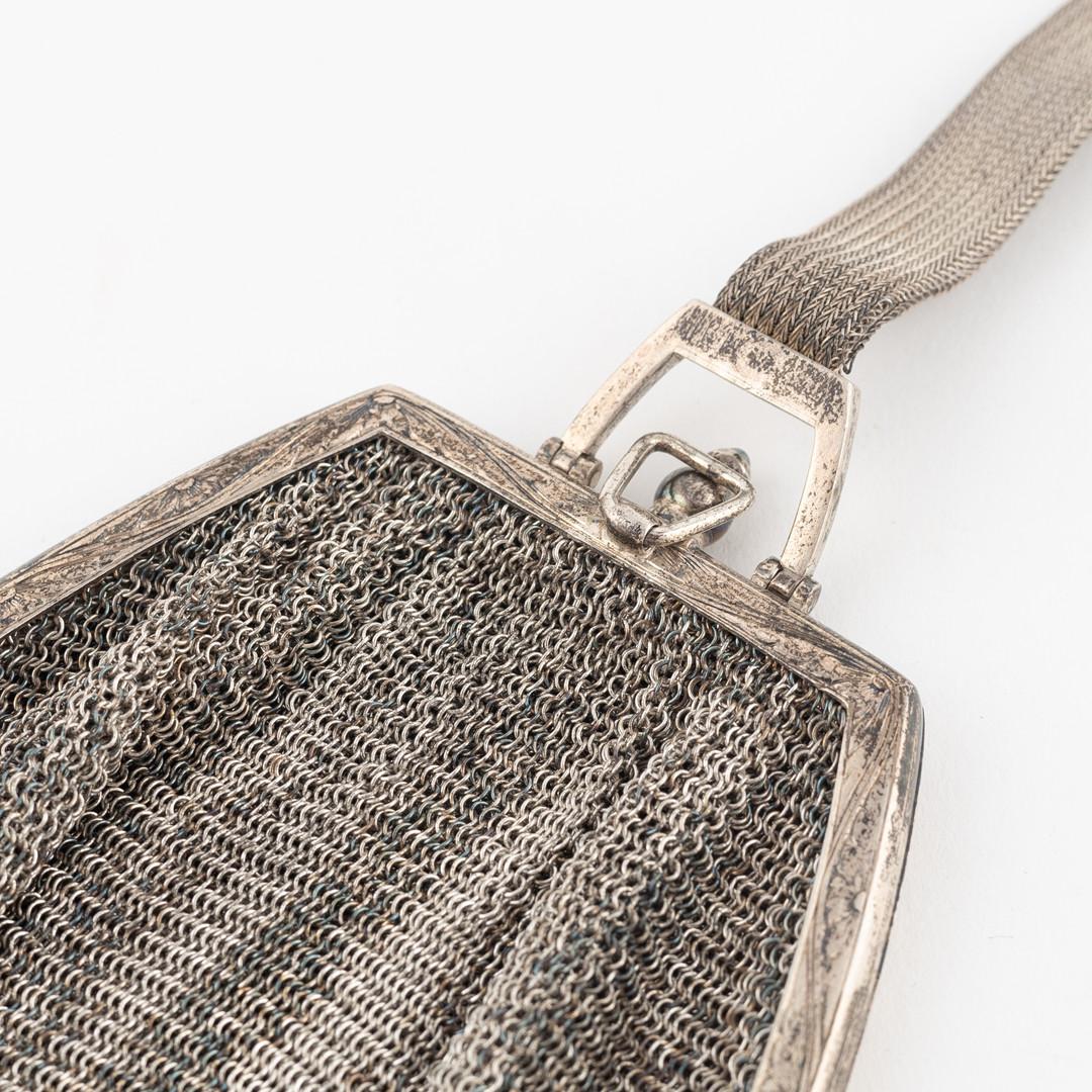 Bolso de mano de plata antigua, bolso de noche de mujer con cadena de malla de plata de ley Británico en venta