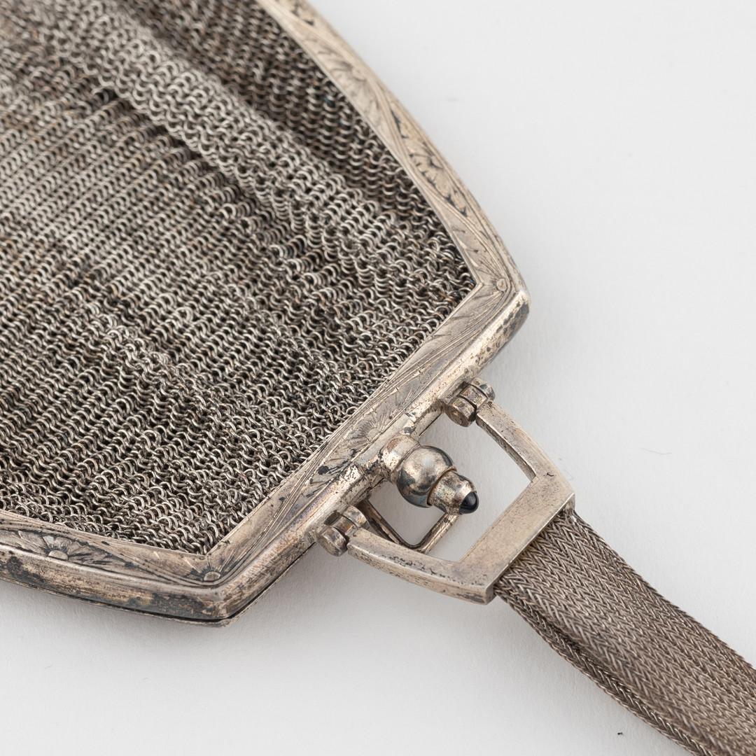 Bolso de mano de plata antigua, bolso de noche de mujer con cadena de malla de plata de ley Tallado en venta