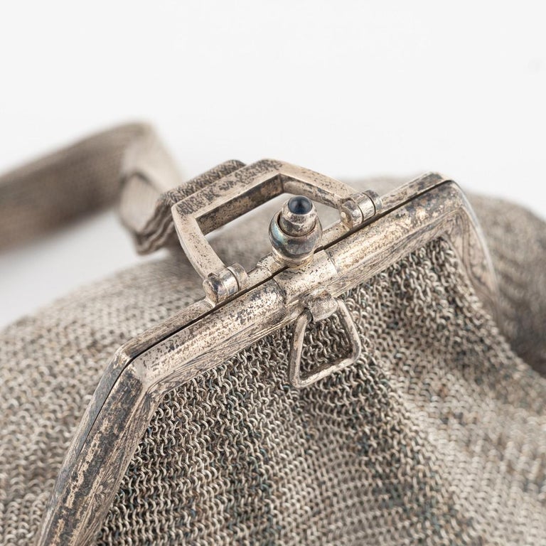 Antike silberne Clutch Bag, Sterlingsilber Kette Mesh Damen