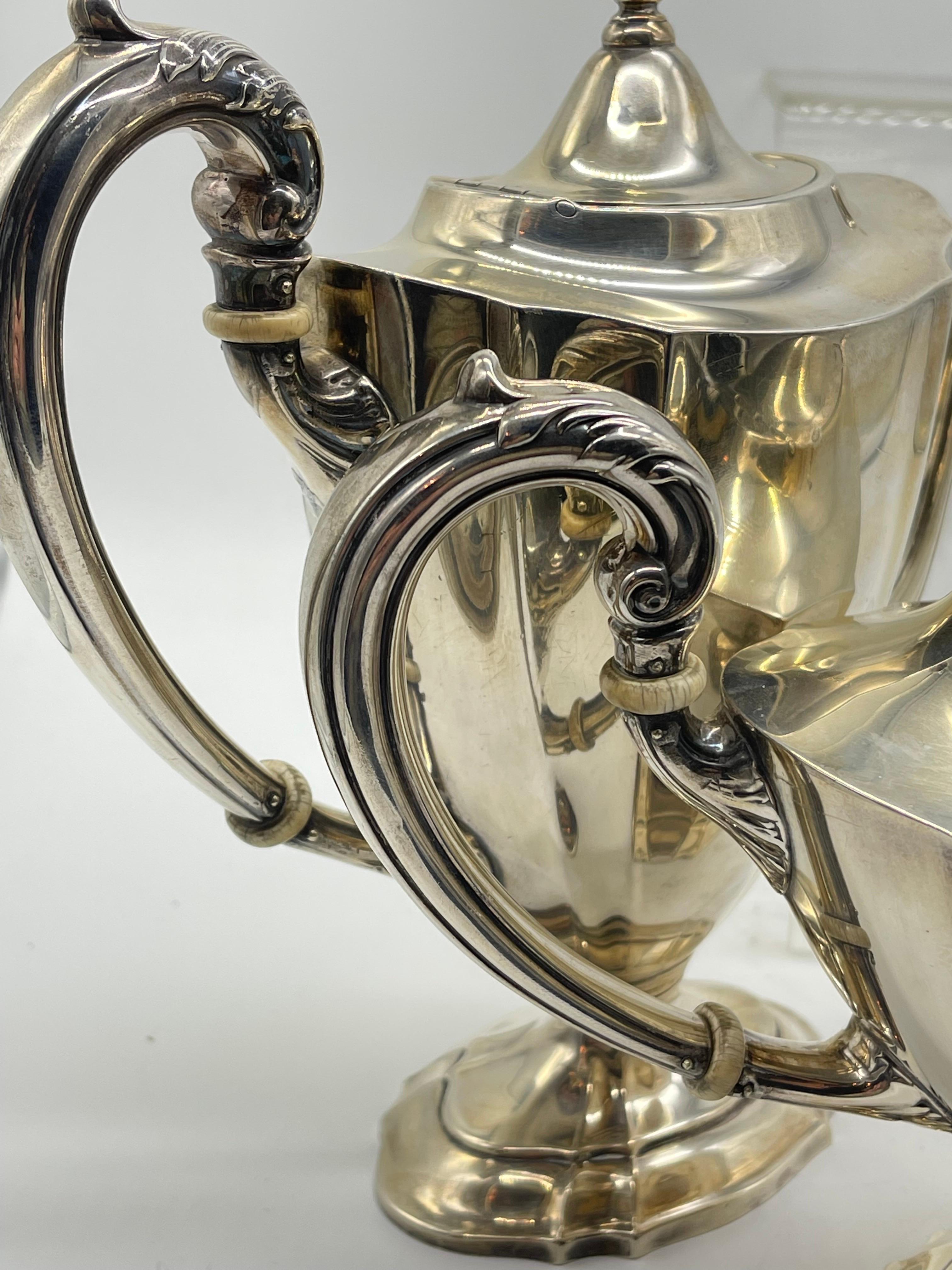 Antique Silver coffee tea Centerpiece Classicism / Empire international Sterling For Sale 7