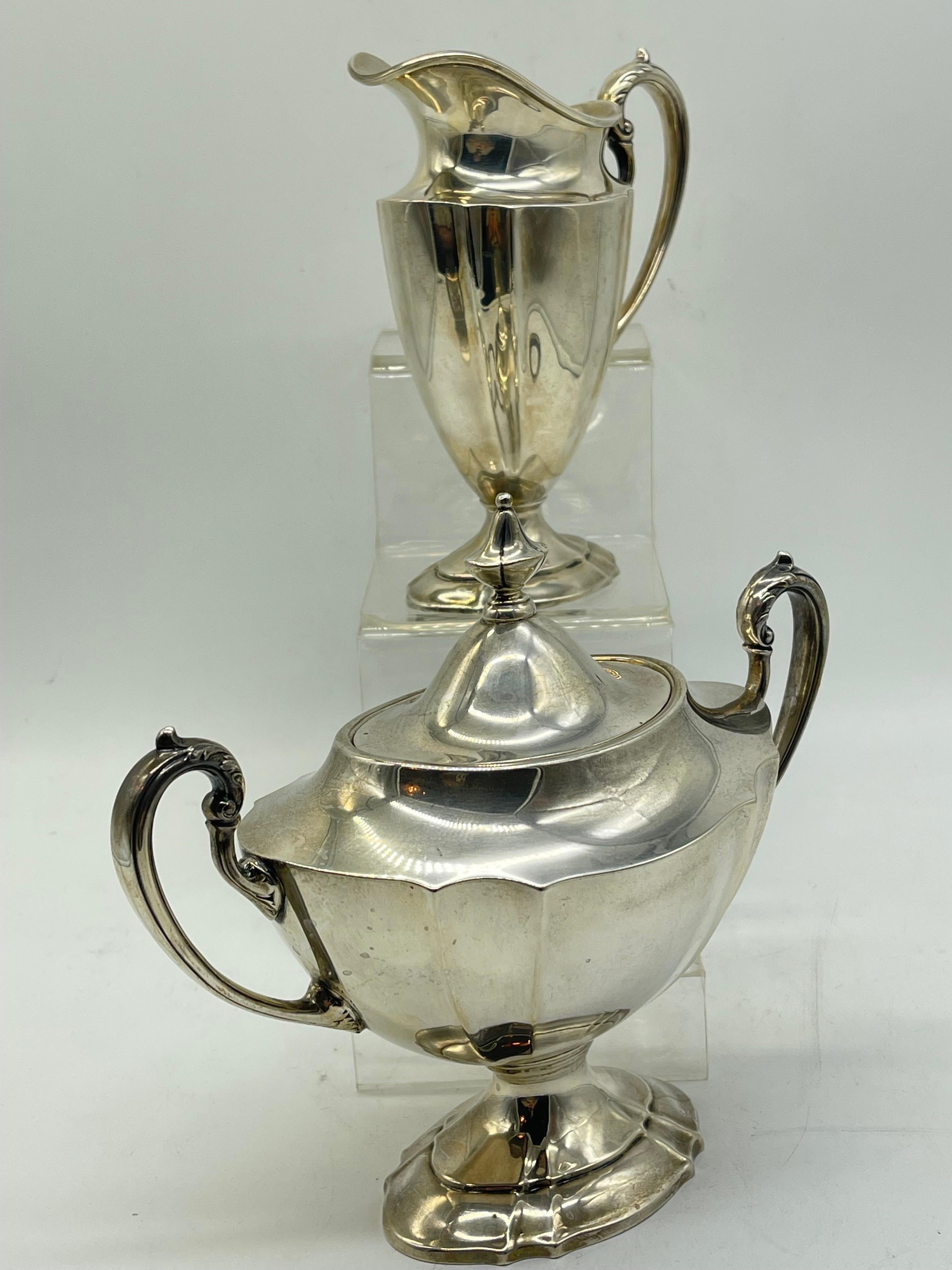 Antique Silver coffee tea Centerpiece Classicism / Empire international Sterling For Sale 11