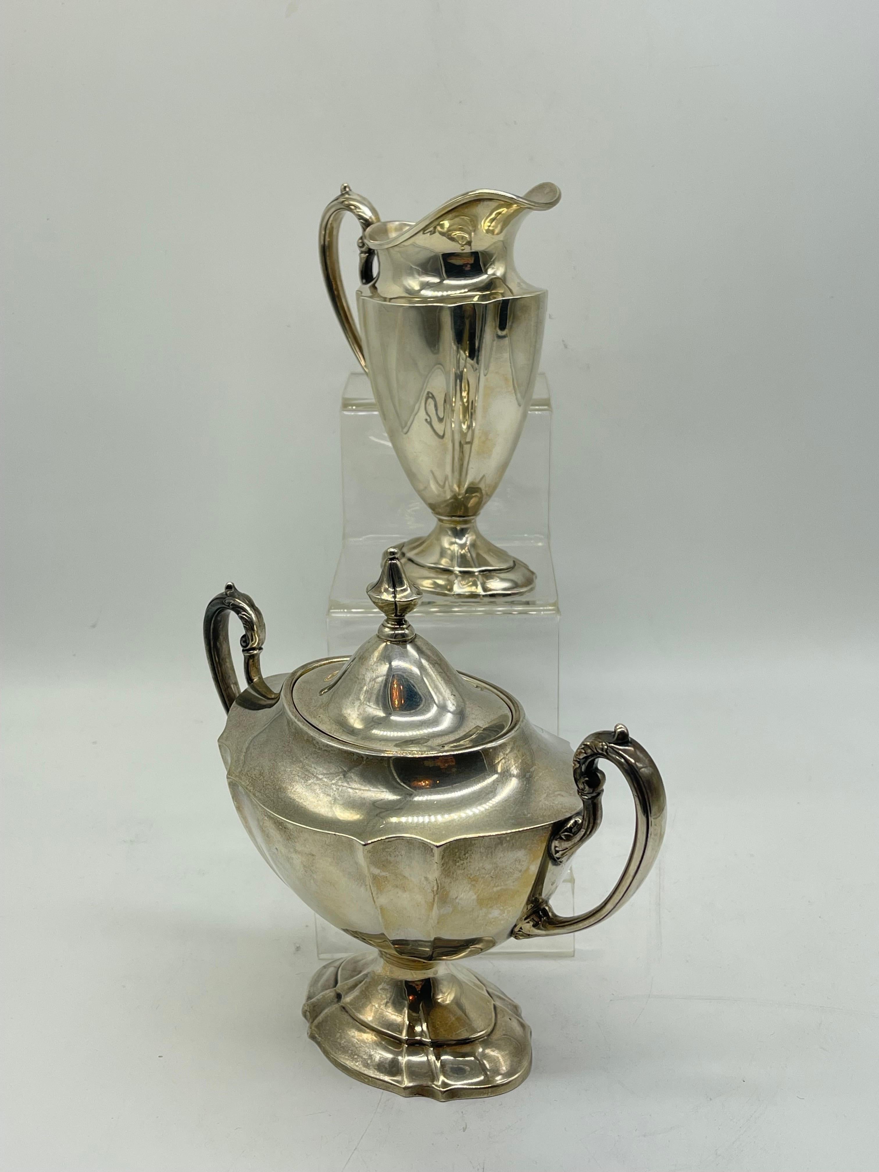 Antiker Tafelaufsatz aus Silber mit Kaffee- und Teekanne, Klassizismus / Empire, internationales Sterling im Angebot 12