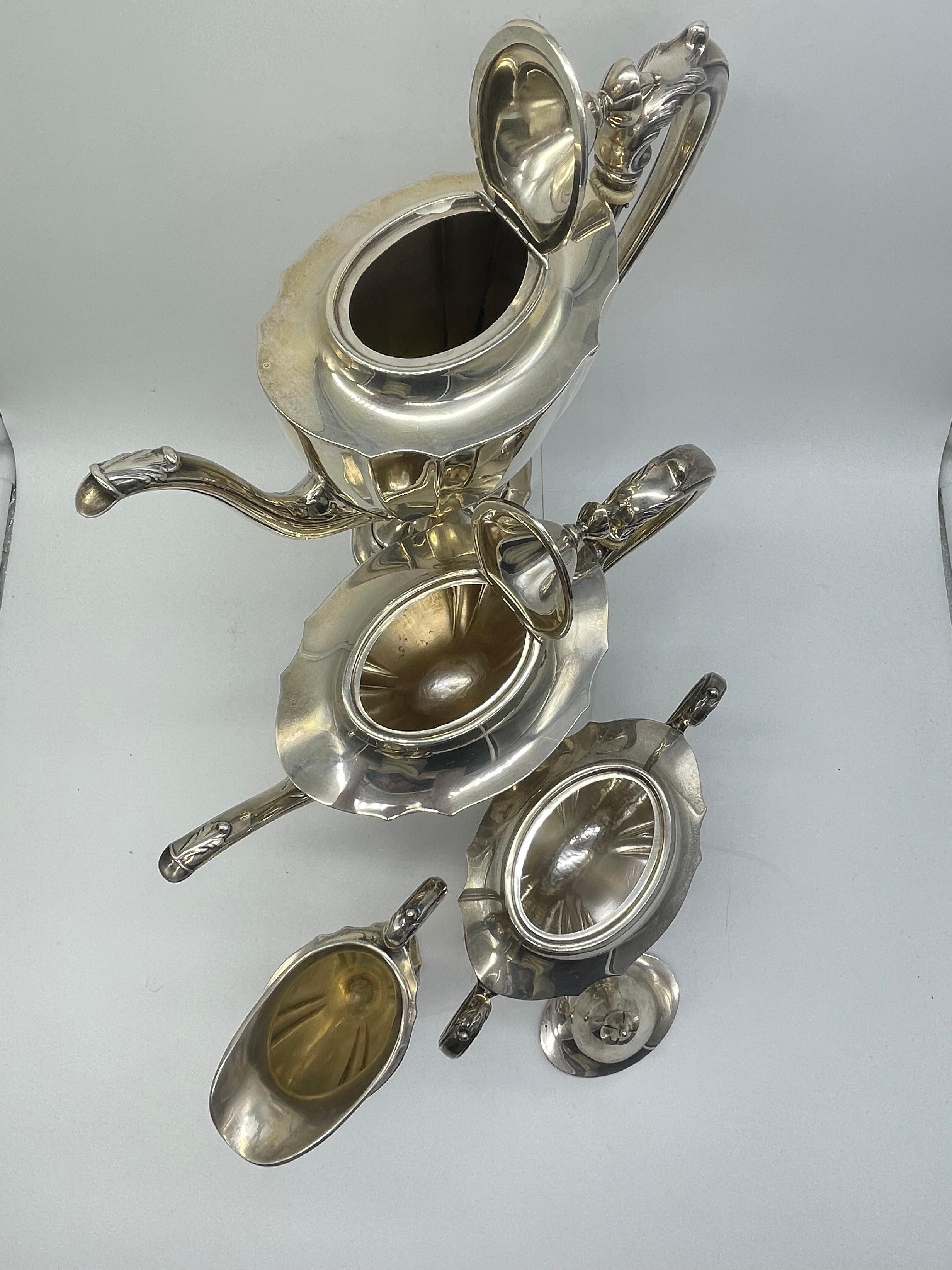 Antiker Tafelaufsatz aus Silber mit Kaffee- und Teekanne, Klassizismus / Empire, internationales Sterling im Angebot 2