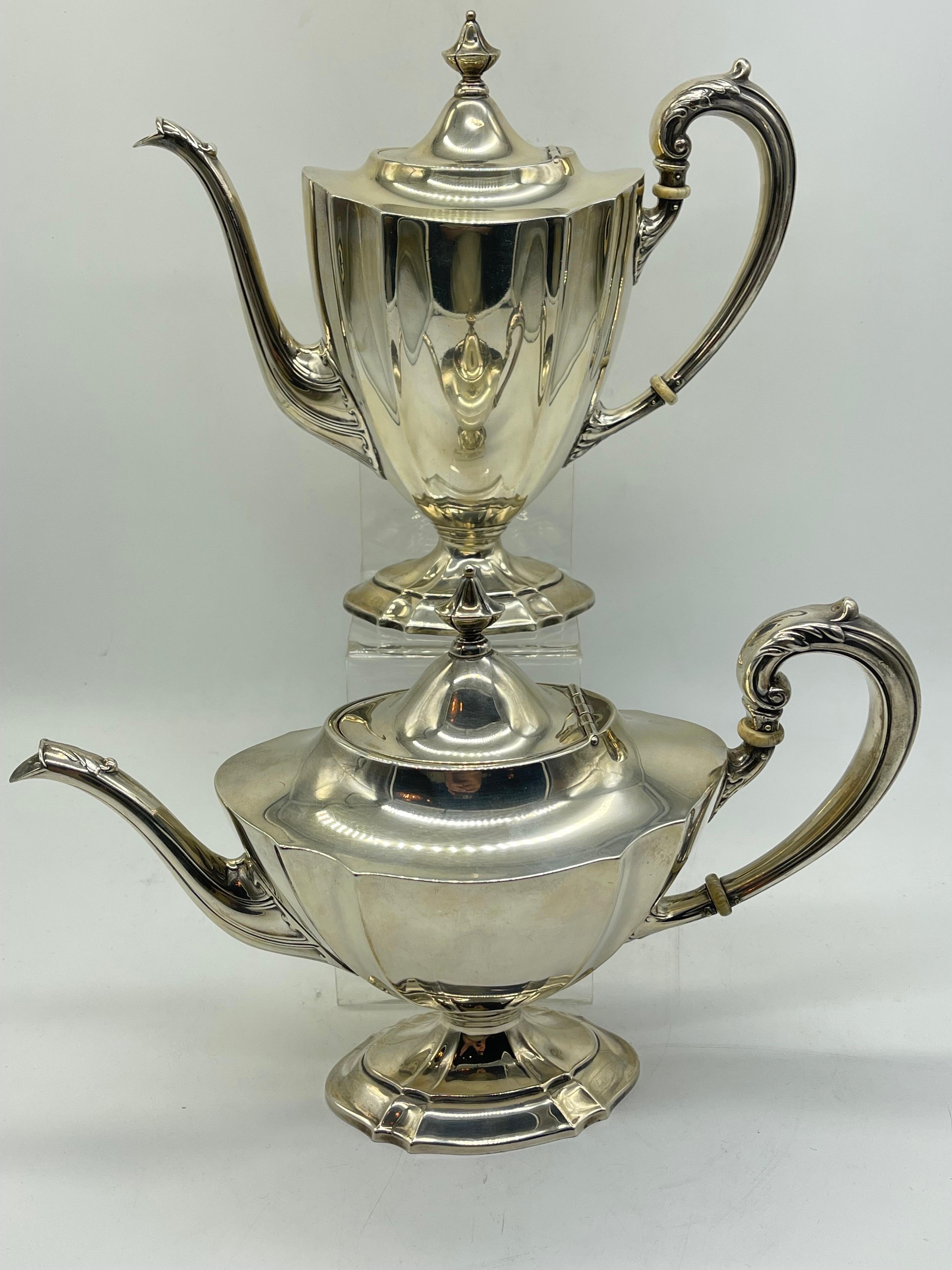 Antique Silver coffee tea Centerpiece Classicism / Empire international Sterling For Sale 3