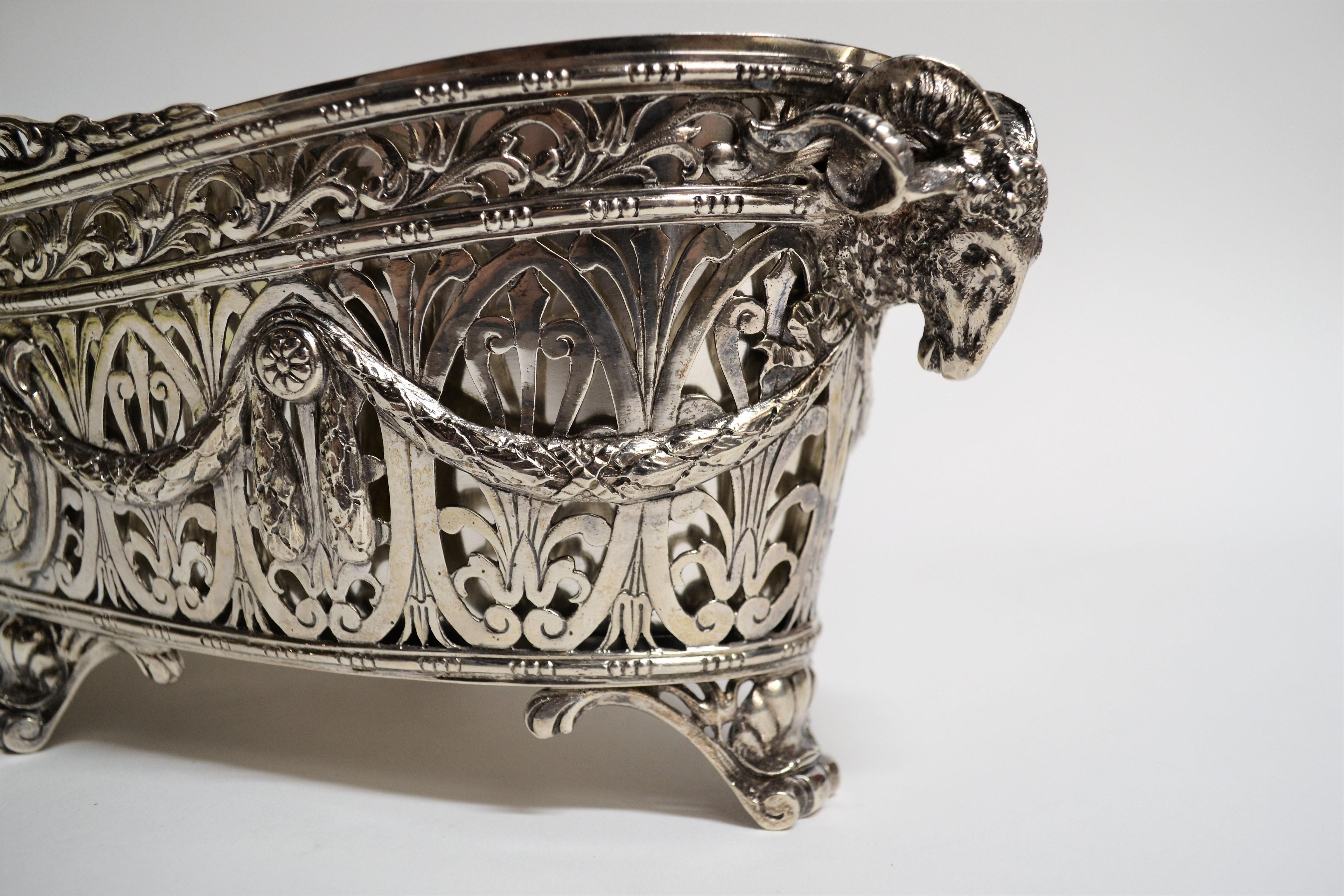 French Antique Silver Continental Centerpiece with Liner, circa 1900-1910 For Sale