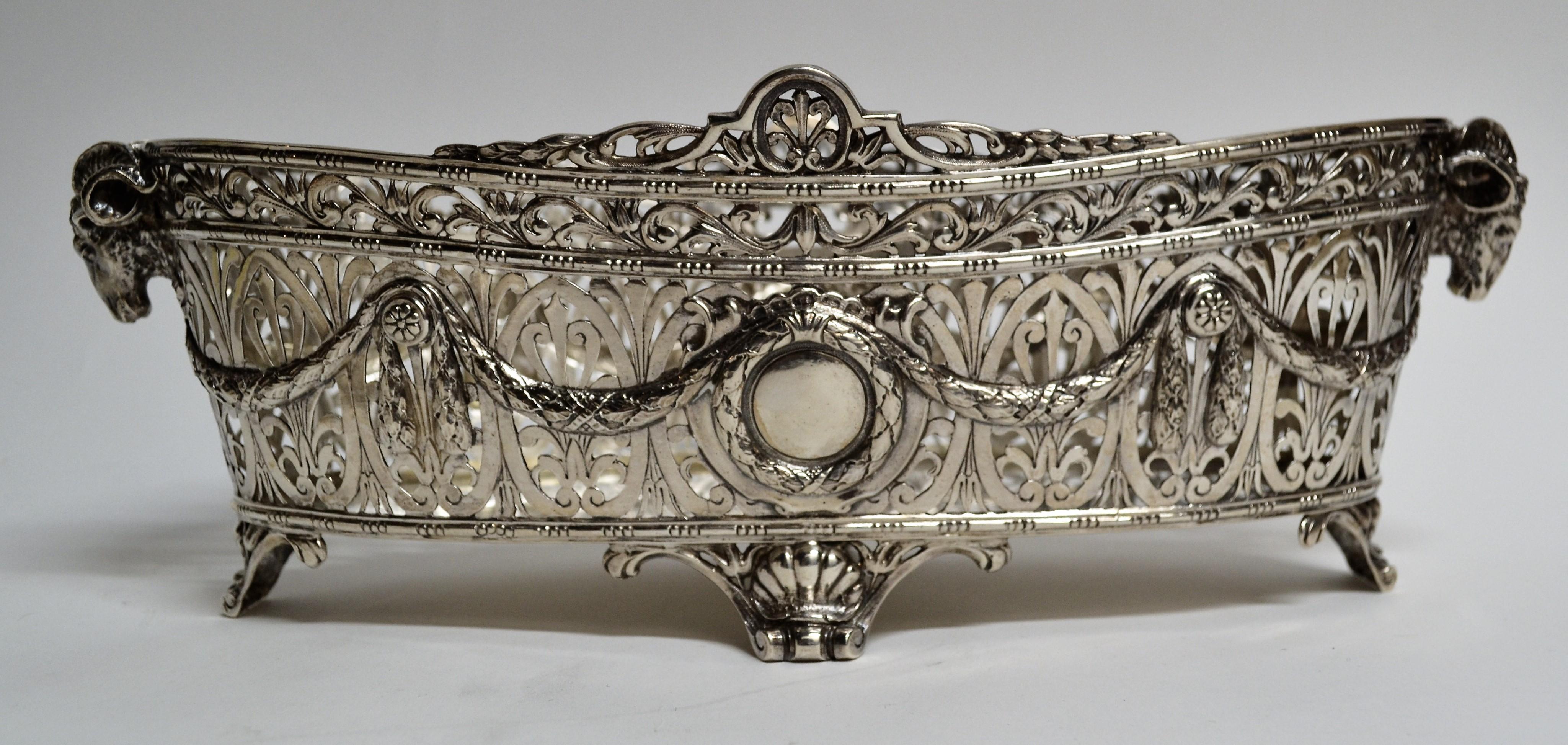 20th Century Antique Silver Continental Centerpiece with Liner, circa 1900-1910 For Sale