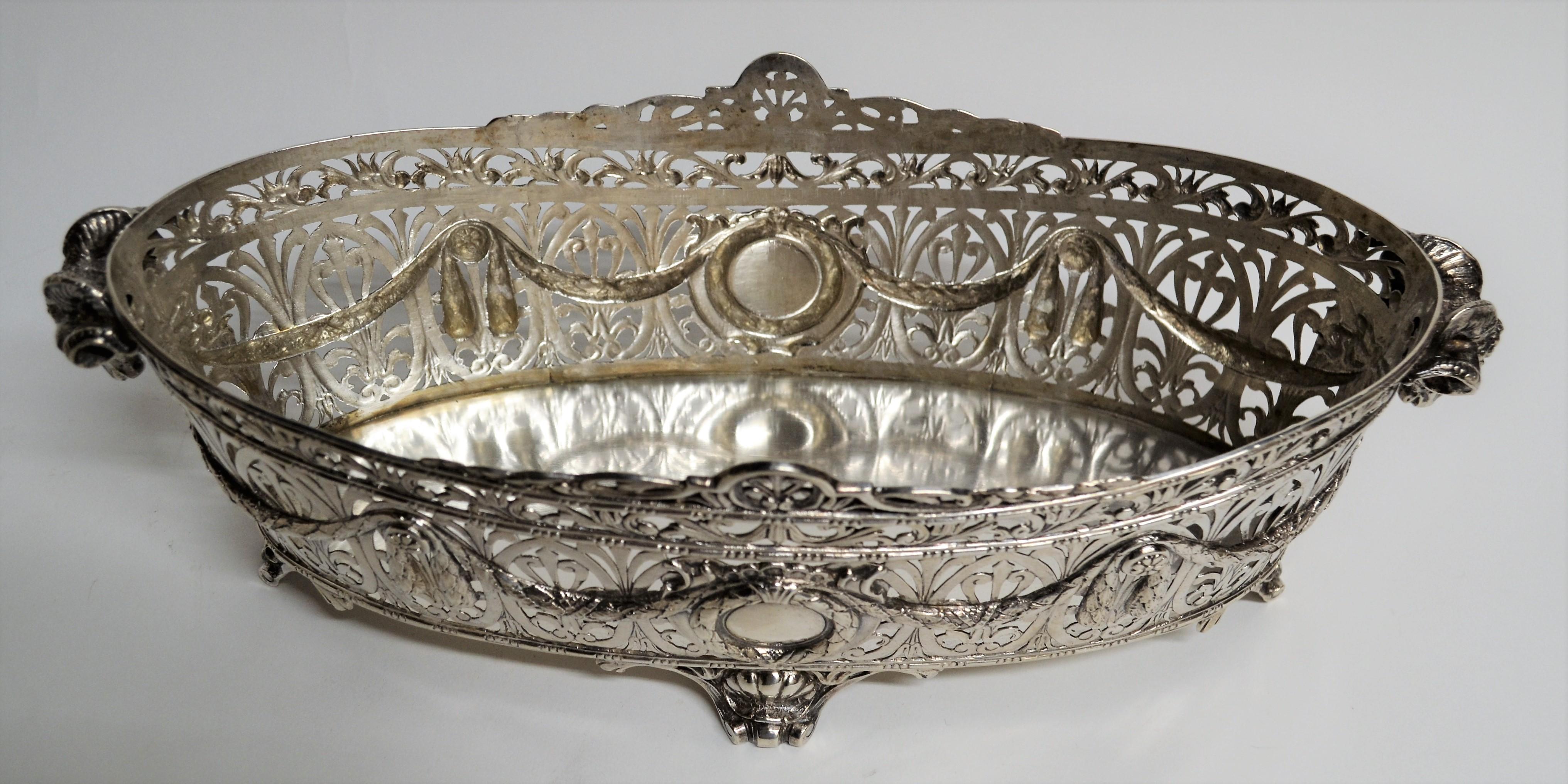 Silver Plate Antique Silver Continental Centerpiece with Liner, circa 1900-1910 For Sale