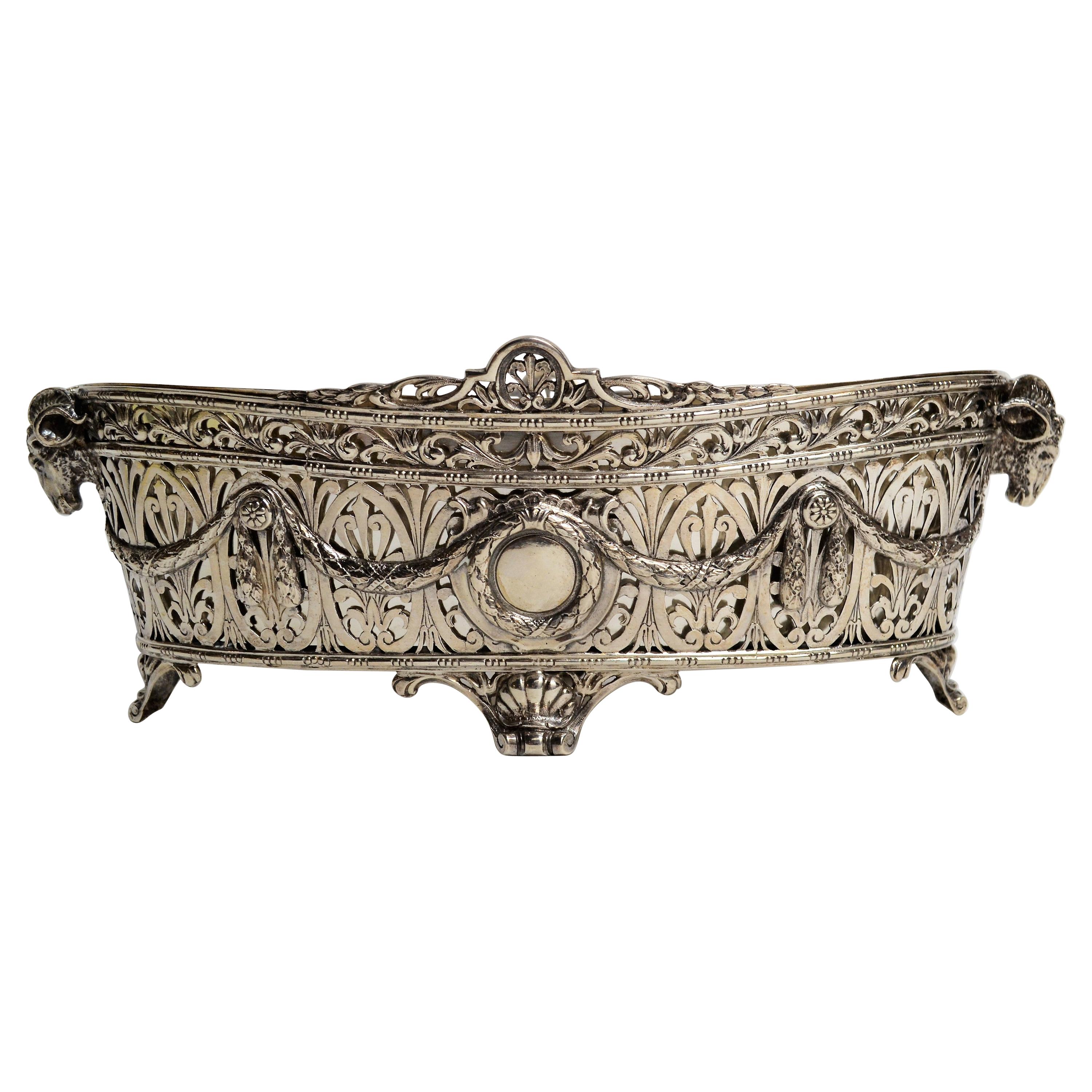 Antique Silver Continental Centerpiece with Liner, circa 1900-1910 For Sale