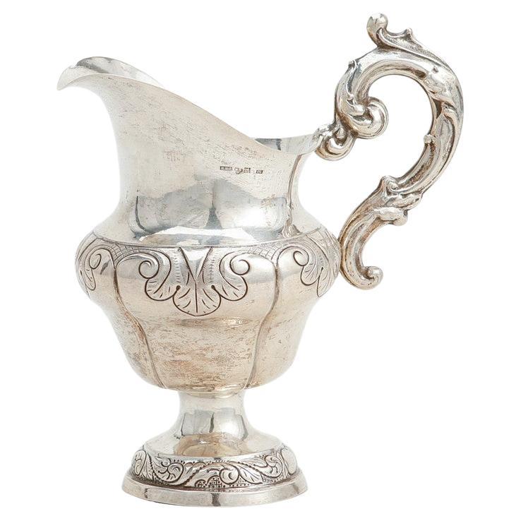 Antique Silver Cream Jug Rococo Style, Decorative Objects Gold Gilding Inside For Sale