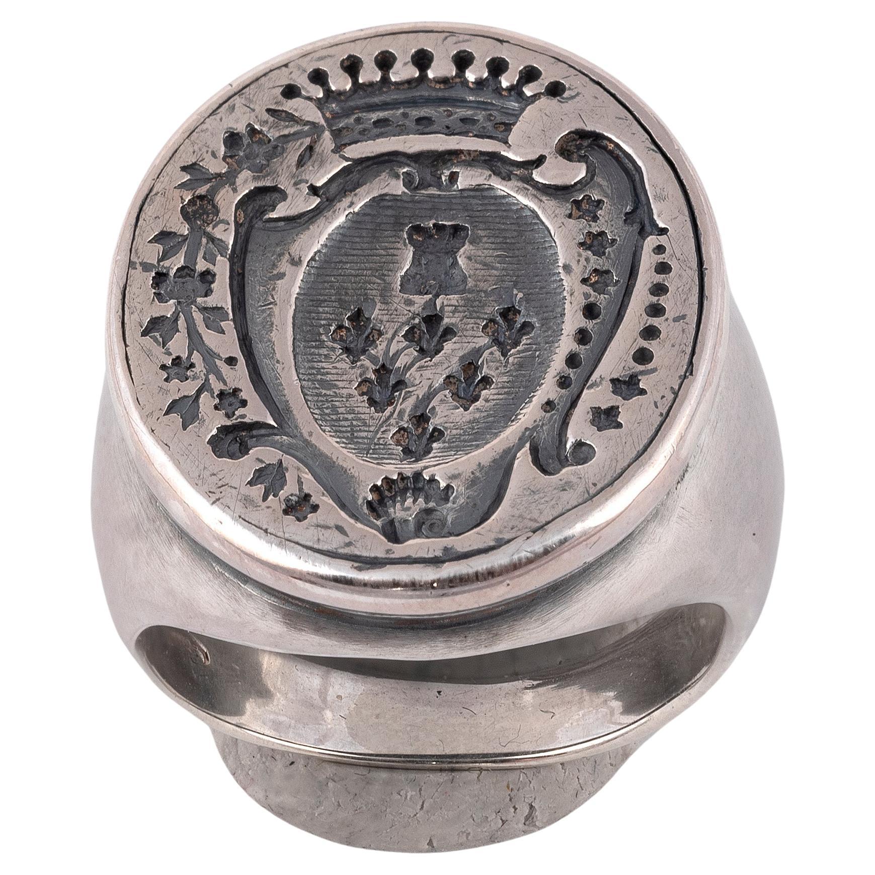 Antiker Silber Wappen Siegelring (George II.)
