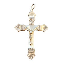 Crucifijo antiguo de plata y nácar