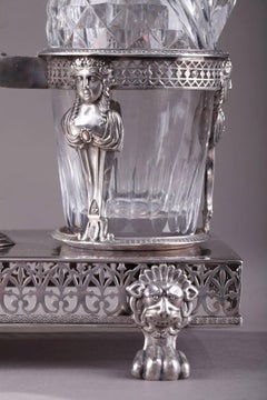 Antique Silver Cruet Set, Oil and Vinegar Bottles, 18th Century Period