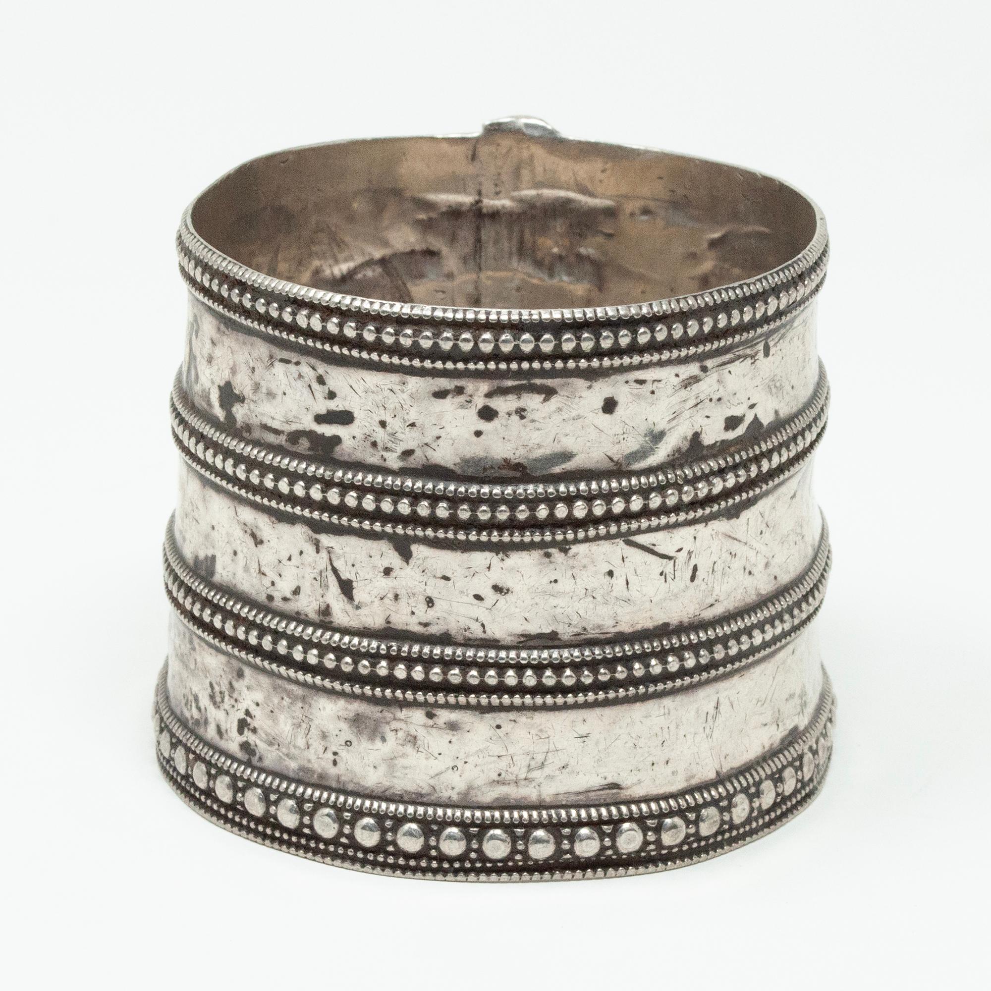 Artisan Antique Silver Cuff, Rajasthan, India For Sale