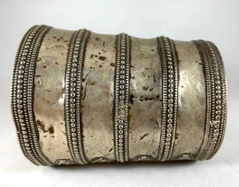 Antique Silver Cuff, Rajasthan, India In Fair Condition For Sale In Point Richmond, CA