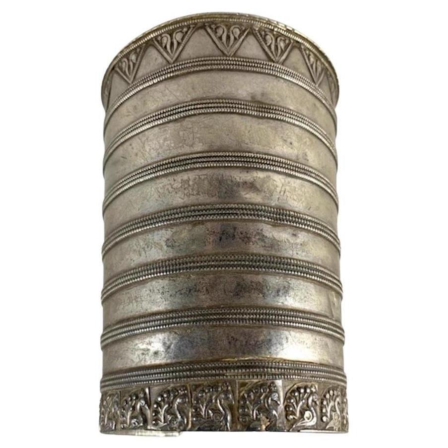 Antique Silver Cuff With Peacock Motif, Rajasthan, India For Sale