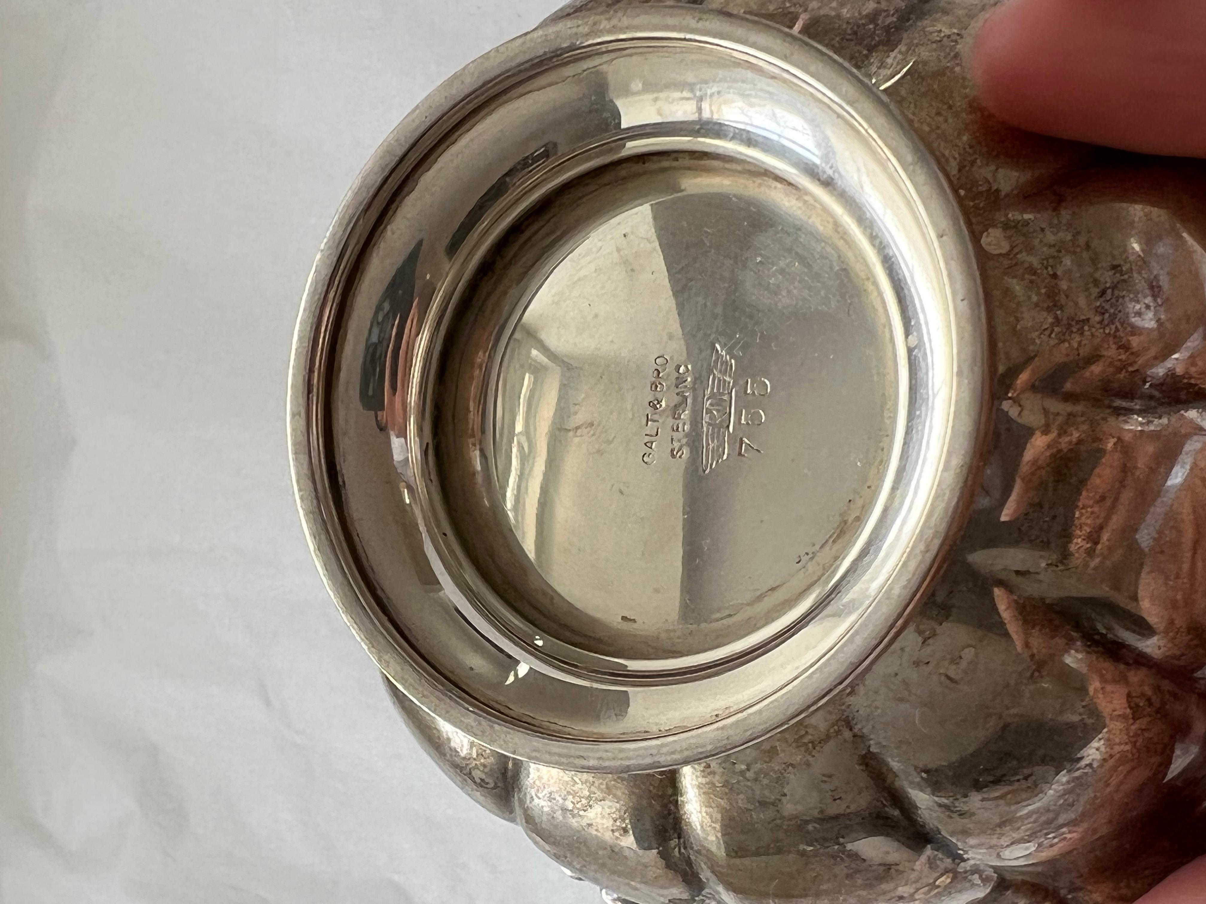 Women's or Men's Antique Silver Cup Bowl Set Galt Vintage Estate Classic Decoration Kitchenware For Sale