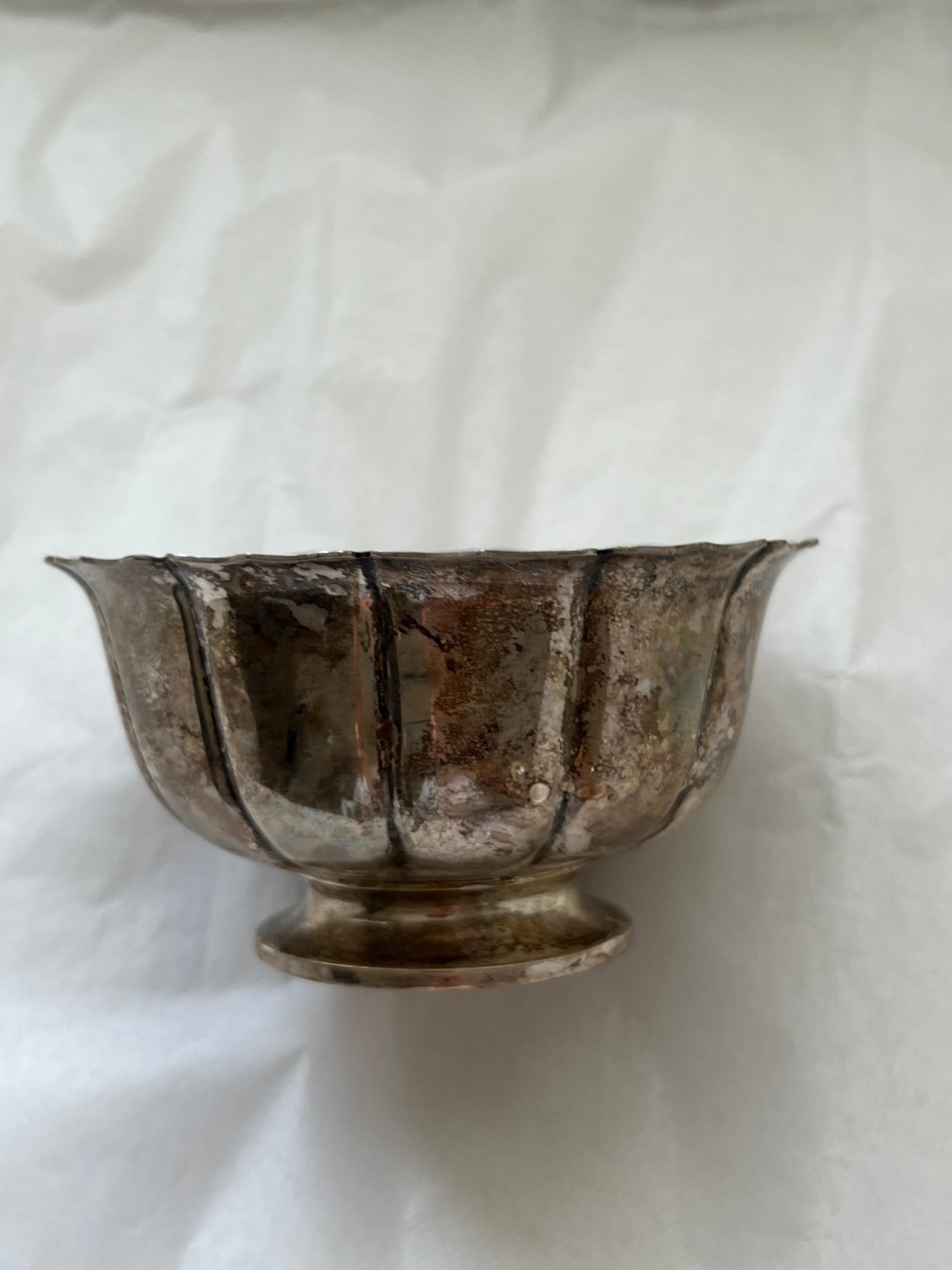 Antique Silver Cup Bowl Set Galt Vintage Estate Classic Decoration Kitchenware For Sale 2