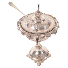 Antique Silver Cup, European Rococo Decorative Bowl Cup & Lid Sugar Bowl & Spoon