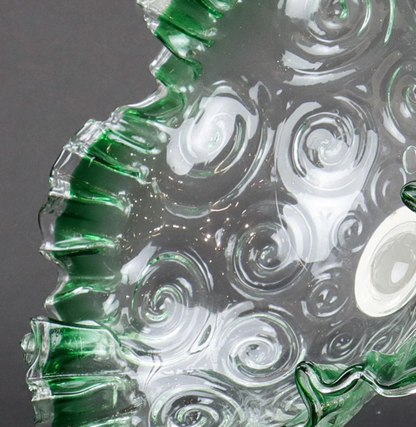 Copa de plata antigua, Copa grande de cristal decorativo europeo verde en Excelente estado para la venta en Wembley, GB