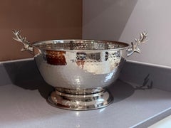 Vintage Silver Tone Cup, Large ICE BUCKET European Decorative Bowl Cup Deer Head