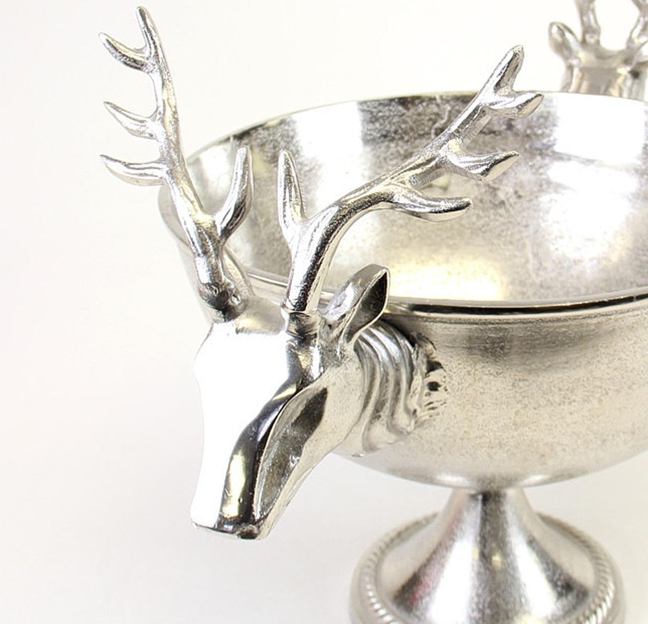British Antique Silver Cup, Large ICE BUCKET European Decorative Bowl Cup Deer Head For Sale