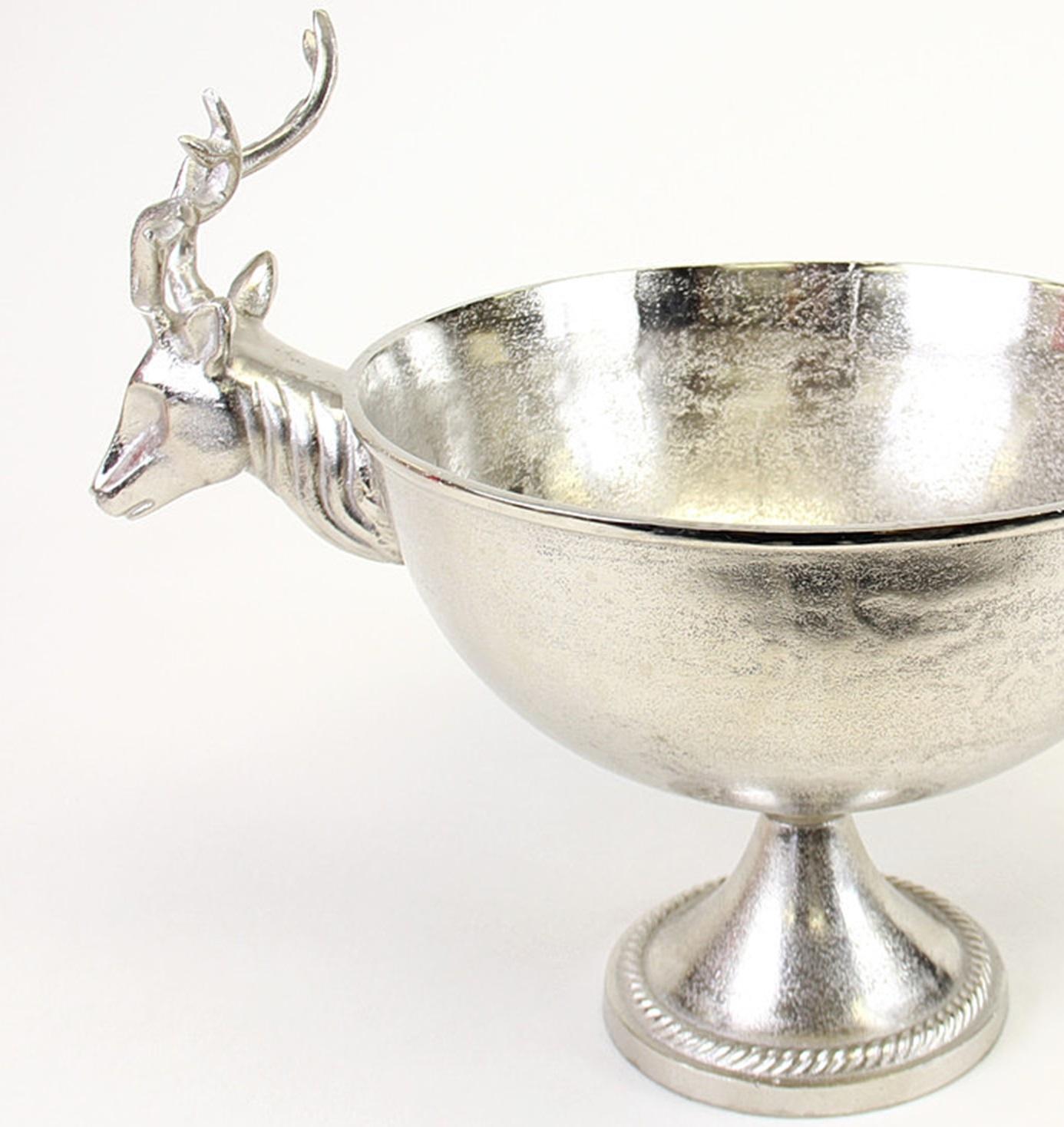 Carved Antique Silver Cup, Large ICE BUCKET European Decorative Bowl Cup Deer Head For Sale