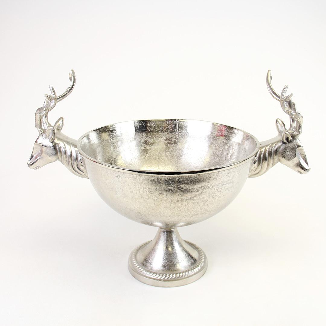 Antique Silver Cup, Large ICE BUCKET European Decorative Bowl Cup Deer Head In Excellent Condition For Sale In Wembley, GB