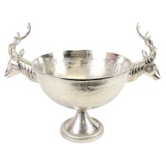 Antique Silver Cup, Large ICE BUCKET European Decorative Bowl Cup Deer Head 