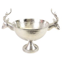 Tazza d'argento antica, grande secchiello per ghiaccio tazza decorativa europea testa di cervo