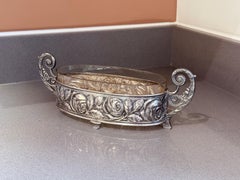 Copa antigua de plata con forma de rosa, jarrón decorativo de plata y cristal
