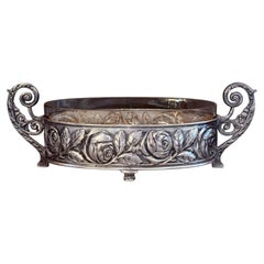 Antique Silver Cup Rose Silver & Crystal Jardiniere Decorative Bowl Cup