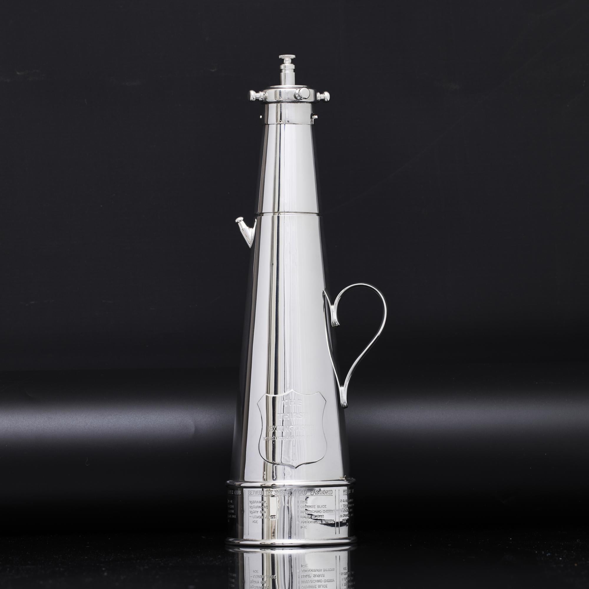 Thirst Extinguisher silver-plated cocktail shaker For Sale 13