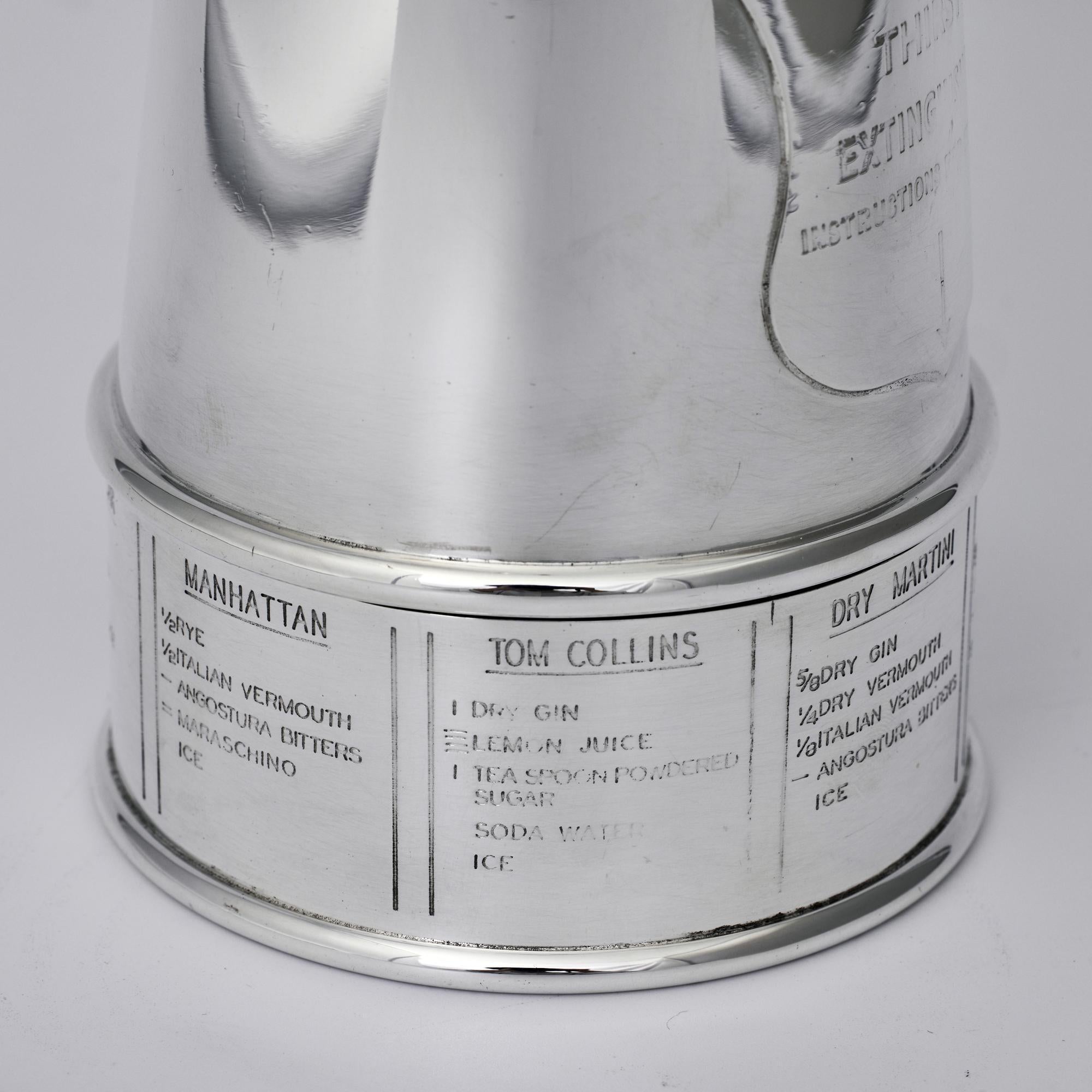Silver Plate Thirst Extinguisher silver-plated cocktail shaker For Sale