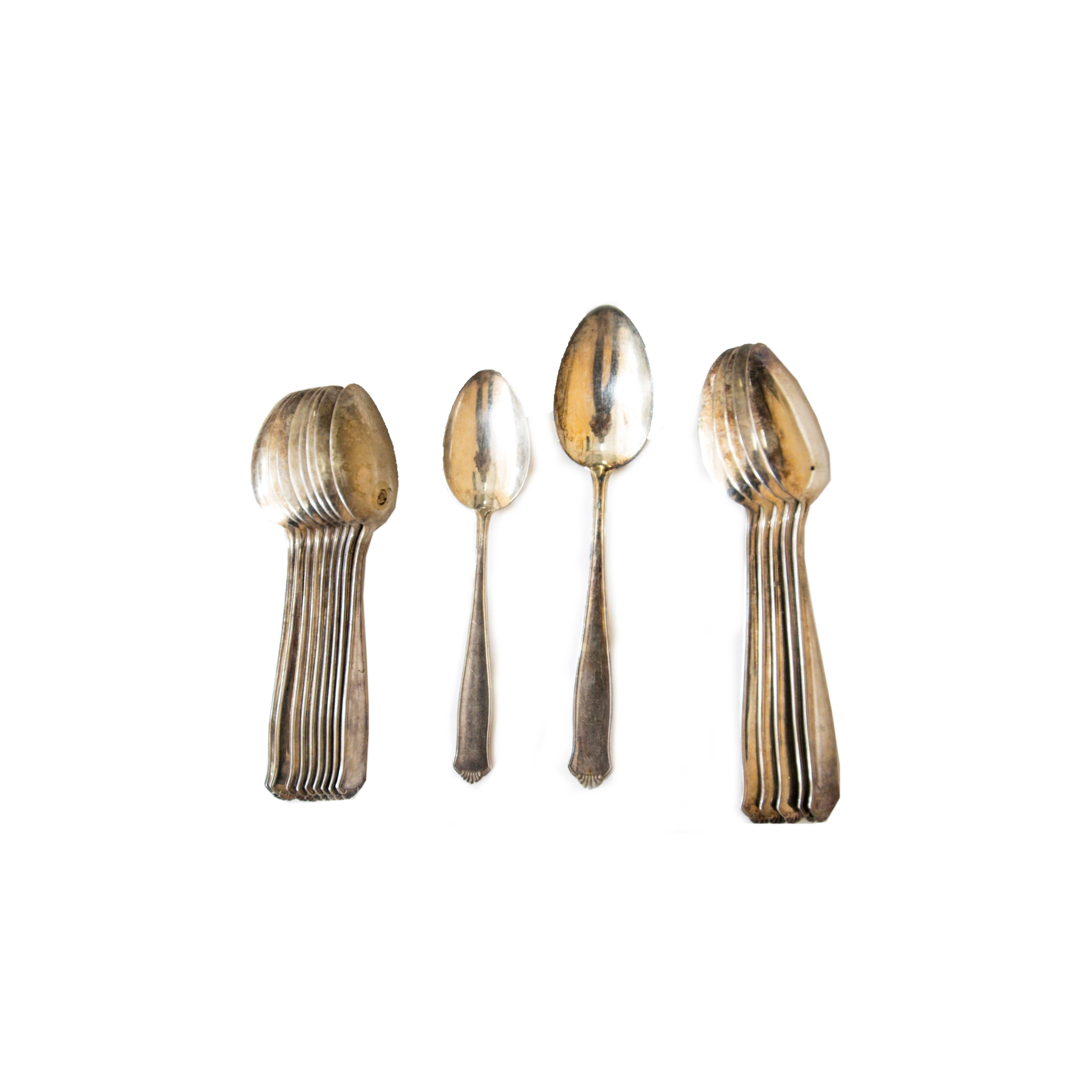 Silver Plate Antique Silver Cutlery with Stunning Embossed Patterns from WMA Rogers Sectional For Sale