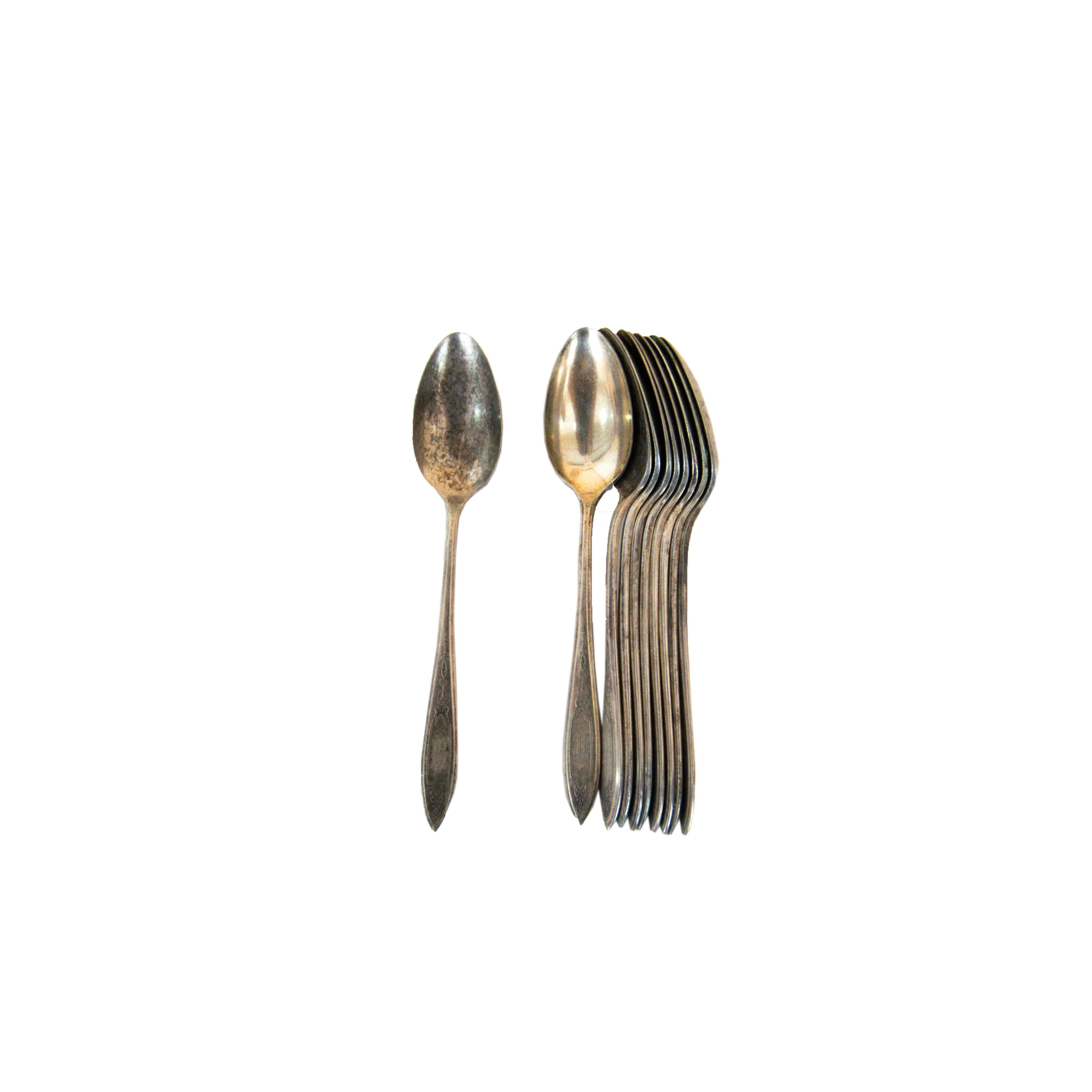 Jugendstil Antique Silver Cutlery with Stunning Embossed Patterns from WMA Rogers Sectional For Sale
