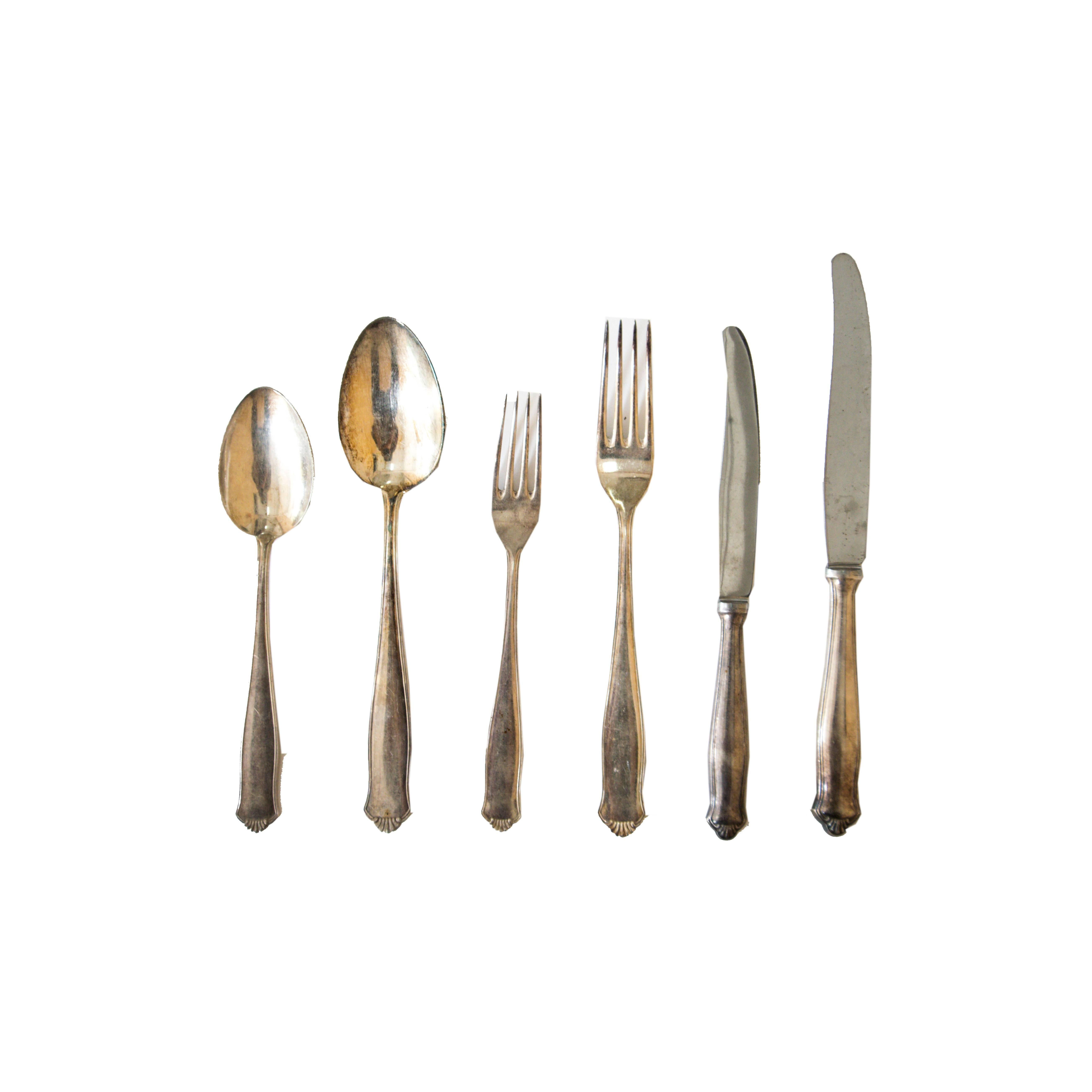20th Century Antique Silver Cutlery with Stunning Embossed Patterns from WMA Rogers Sectional For Sale