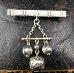 Antique Silver dangle brooch, Stars, Rose gold