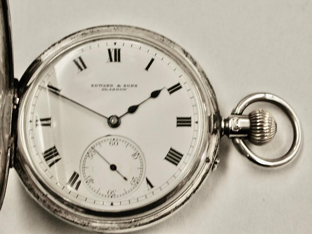 Antique Silver Demi-Hunter Pocket Watch, Dated 1903, Birmigham Assay In Good Condition In London, GB